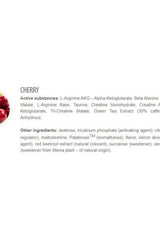 Ingredient list for Extrifit E.nox Shock Cherry supplement, detailing active and other components.