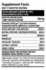 Supplement facts for Extrifit Enzy 7! Digestive Enzymes highlighting active ingredients and enzyme activities.