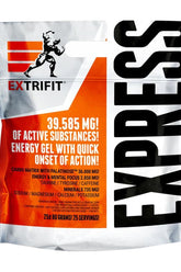 Extrifit Express Energy Gel pack showcasing 39.585 mg of active substances for quick energy boost during workouts.