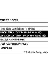 Nutrition facts panel for Extrifit FB-3 Shot, detailing ingredients and serving size.