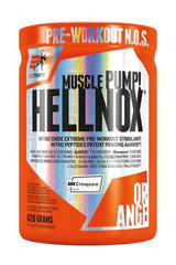 Extrifit Hellnox pre-workout supplement for muscle growth and increased energy, featuring Orange flavor.