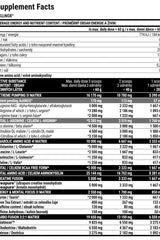 Supplement facts for Extrifit Hellnox® highlighting nutrients and ingredients for muscle growth.