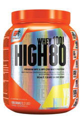 Extrifit High Whey 80 protein powder container in vanilla flavor, 1000 grams, for muscle mass growth.