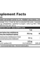 Supplement facts for Extrifit HMB Power with nutrient content and dosage information.