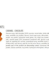 Ingredients list for Extrifit Hydro Protein Bar in Caramel Chocolate flavor, showcasing key protein sources and sweeteners.