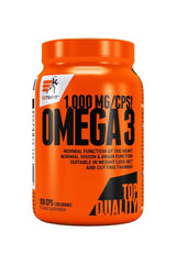 Extrifit Omega-3 1000 mg supplement bottle with 100 capsules, supporting heart health and brain function.