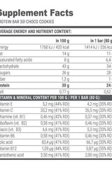 Nutritional information for Extrifit Protein Bar 30% Chocolate Cookie, detailing energy and vitamin content.