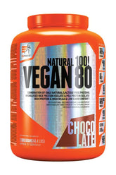 Extrifit Vegan 80 protein powder in Chocolate flavor, low fat, lactose-free, plant-based protein source.
