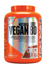 Extrifit Vegan 80 protein powder in Chocolate flavor, low fat, lactose-free, plant-based protein source.