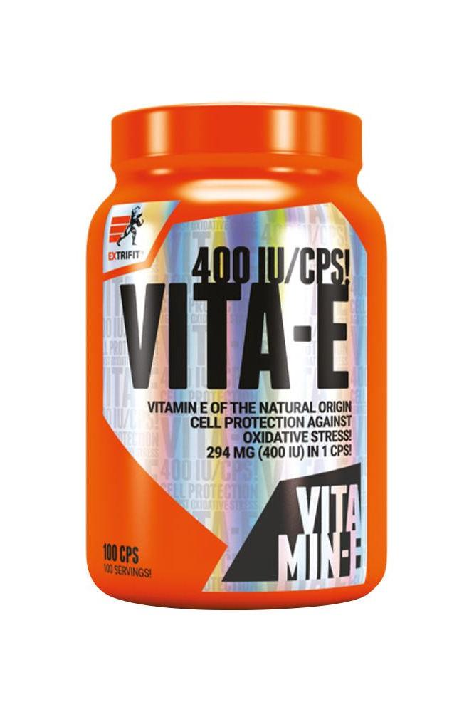 Extrifit Vita-E 400 IU capsules bottle, powerful antioxidant for cell protection and anti-aging effects.