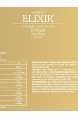 FA Beauty Elixir Caviar Collagen powder packaging with nutritional information and ingredients list.