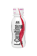 FA L-Carnitine 3000 supplement bottle with raspberry flavor for fat burning and energy boost.