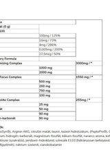 Nutritional information table for FA - Fitness Authority - Napalm Precontest including ingredients and dosages.