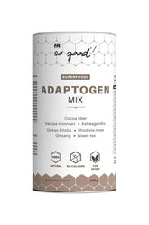FA So Good! Adaptogen Mix canister with ingredients like Ashwagandha, Rhodiola, and Bacopa for stress support.
