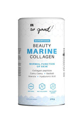 FA So Good! Beauty Marine Collagen canister with natural ingredients, promoting skin health and hydration.