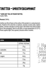 Nutritional information for FA Fitness Authority peanut butter showing per 100g details.