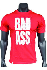 Red BA - Fitness Authority T-shirt with bold 'BAD ASS' slogan for athletic style and comfort.