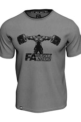 FA Fitness Authority T-Shirt Double Neck in gray, featuring a muscular design perfect for workouts.