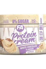 FA WOW! Protein Cream in white chocolate flavor, gluten-free, 0% sugar, and 21g protein per 100g.