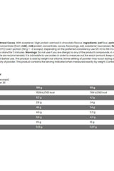 Nutritional information for FA Fitness Authority WOW! Protein Oatmeal in chocolate flavor, including ingredients and serving size.