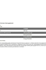 Label for FA Xtreme Napalm Alpha Test dietary supplement, detailing ingredients and nutritional values for 4 tablets.