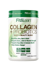 Fit & Lean Collagen Probiotics, unflavored supplement for skin, hair, nails, and digestive health, 358g.