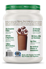 Fit & Lean Plant Protein container showcasing ingredients, benefits, and nutritional values on back label.