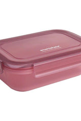 SmartShake food storage container in pink with secure locking lid and ergonomic design.