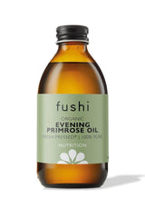 Fushi Organic Evening Primrose Oil 100ml bottle, fresh-pressed and 100% pure for women's health support.