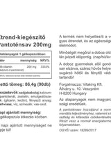 Pantothenic acid supplement label in Hungarian, detailing ingredients and nutritional information.