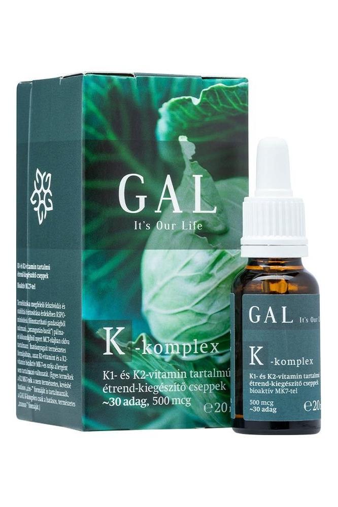 GAL K-complex 20 ml bottle with box, boosting energy and immune health, containing vitamins K1 and K2.