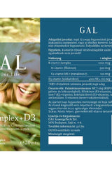 GAL K-komplex + D3 Forte 20 ml product label with Vitamin K complex and D3 content details.
