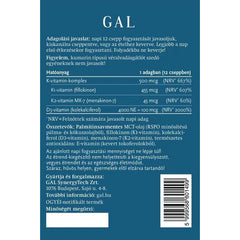 GAL K-komplex+D3 drops 20 ml product label showcasing ingredients and nutritional information.