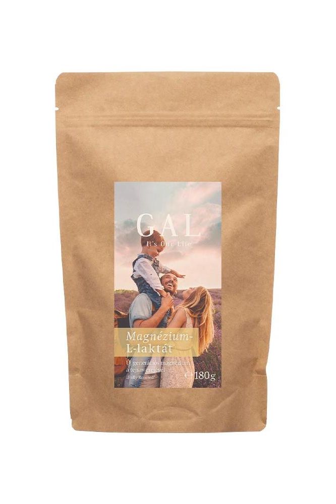GAL Magnesium-L-laktat 180 g packaging promoting muscle and nerve health, featuring a serene outdoor scene.