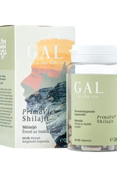 GAL PrimaVie® Shilajit capsules in packaging, designed to boost energy and support endurance with 60 capsules.