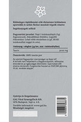 GAL Taurine refill pouch back label detailing usage and ingredients, emphasizing energy support for athletes.