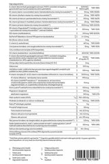 Supplement facts for GAL - TITOK multivitamin and fish collagen peptides showing nutrients and their amounts.