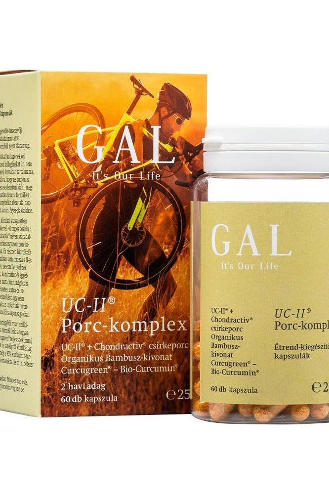 GAL UC-II Cartilage supplement, 60 capsules in packaging with cycling athlete background.