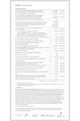 Nutrition facts and ingredient list for GAL+ Babavärdö vitamin for pregnant women, featuring benefits and dosage information.