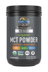 Garden of Life Dr Formulated Keto Organic MCT Powder container, 10.58 oz, promotes quick energy for body and brain.