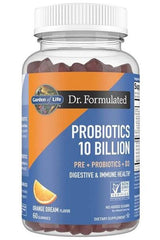 Garden of Life Dr. Formulated Probiotics 10 Billion gummy supplement bottle for digestive and immune health.