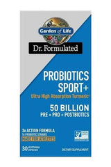 Garden of Life Dr. Formulated Probiotics Sport+ supplement box, 50 billion CFU, 30 vegetarian capsules.