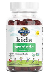 Garden of Life Kids Probiotic gummies, 3 billion CFU, sugar-free, supports digestive and immune health.