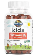 Garden of Life Kids Vitamin D3, 20mcg gummies for strong bones and immunity, sugar-free, vegetarian, and gluten-free.