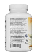 Garden of Life Living Vitamin C supplement bottle with 60 veg capsules, showcasing ingredients and health benefits.
