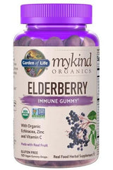 Garden of Life Mykind Organics Elderberry gummies for immune support, made with organic ingredients, 120 vegan drops.