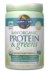Garden of Life Raw Organic Protein & Greens, 20g protein, USDA Organic, gluten-free, vegan plant formula.
