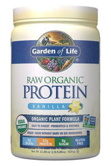 Garden of Life Raw Organic Protein Vanilla, vegan protein powder with 22g protein, USDA organic, dairy and soy-free.