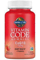 Garden of Life Vitamin Code CoQ10 Gummies bottle for heart health and probiotics.