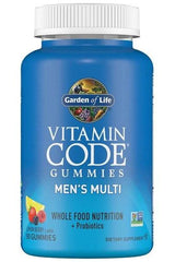 Garden of Life Vitamin Code Men's Multi Gummies bottle, providing whole food nutrition and probiotics for men's health.